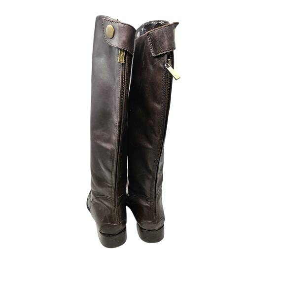 Franco Sarto 10 Black Leather Flat Riding Boot Minimalist Classic Snap Career - Picture 3 of 4